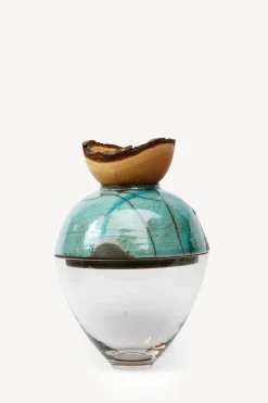 Stacking Vessel - Butterfly, Turquoise Raku