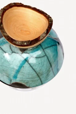 Stacking Vessel - Butterfly, Turquoise Raku