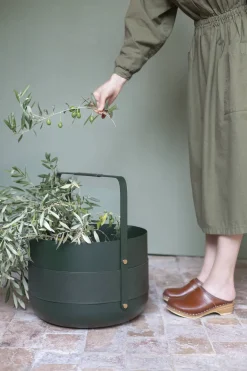 Wood Basket Emma - Forest Green